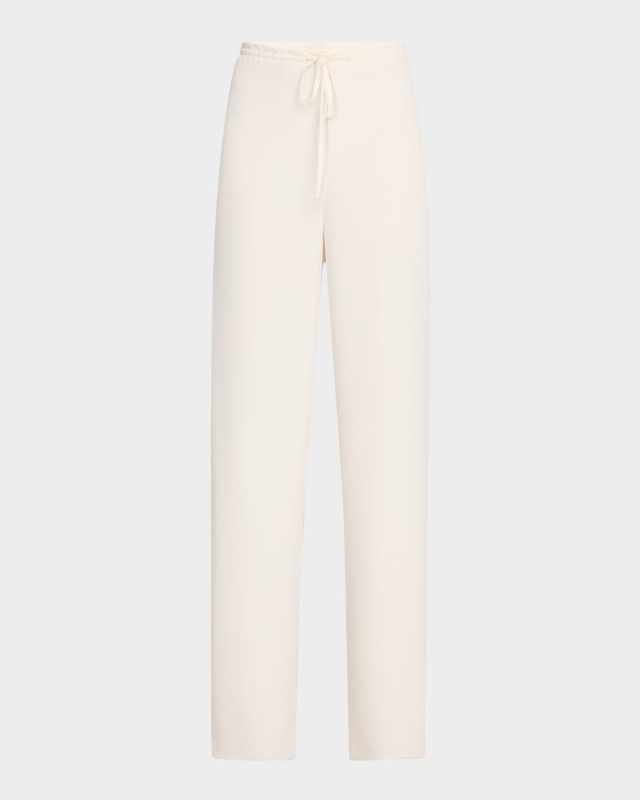 Georgette Straight-Leg Drawstring Pants